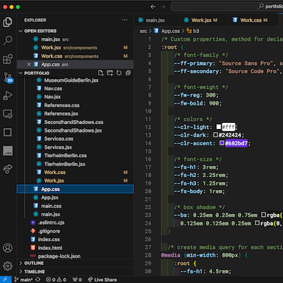 VS Code for portfolio